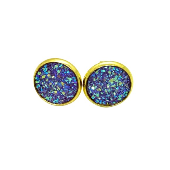 Stainless Steel Druzy Earrings - Picture 2 of 5